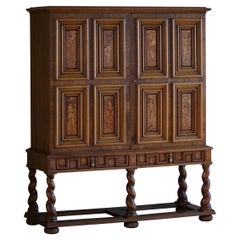 Skulpturaler geometrischer Schrank aus Birke und Intarsien, schwedische Grace, Modern, 1930er Jahre