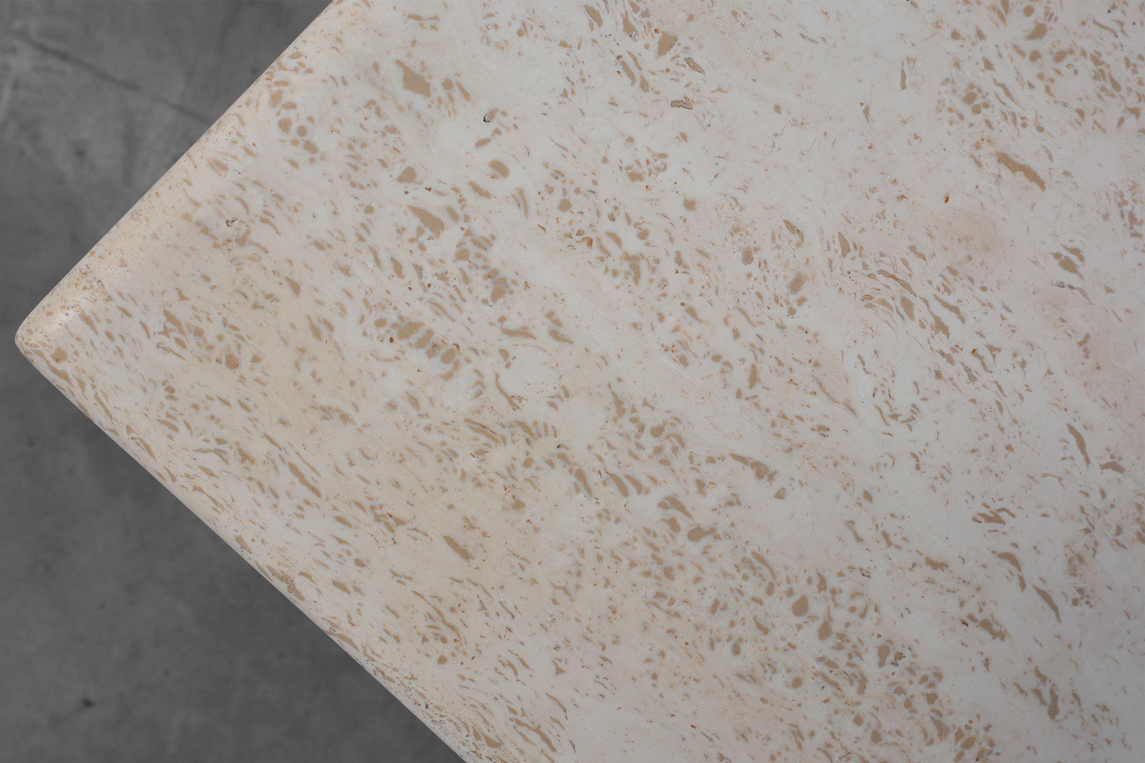 Sculptural geometric rectangular travertine coffee, Italy 1960s For Sale 1
