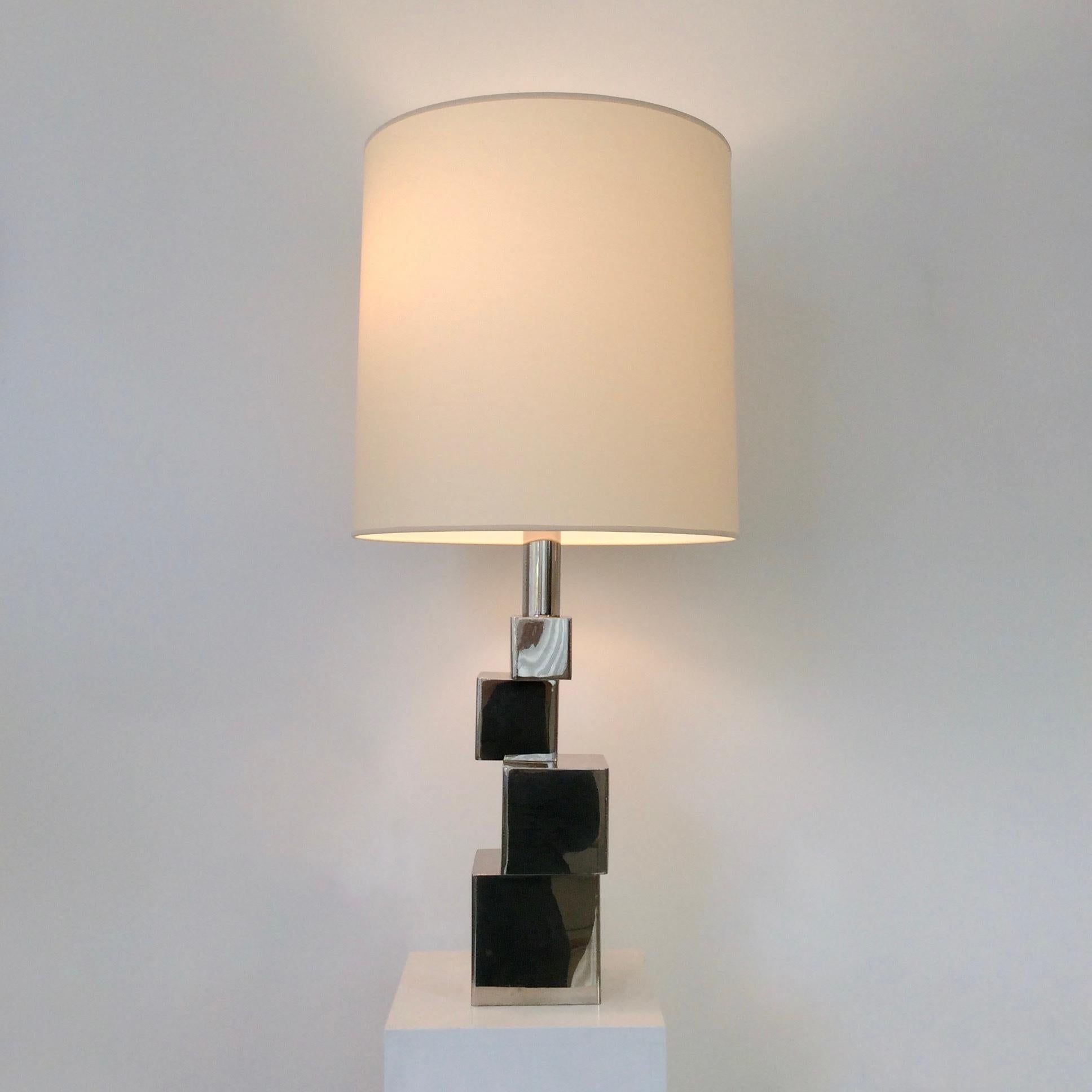 French Sculptural Geometric Table Lamp, circa 1970, France