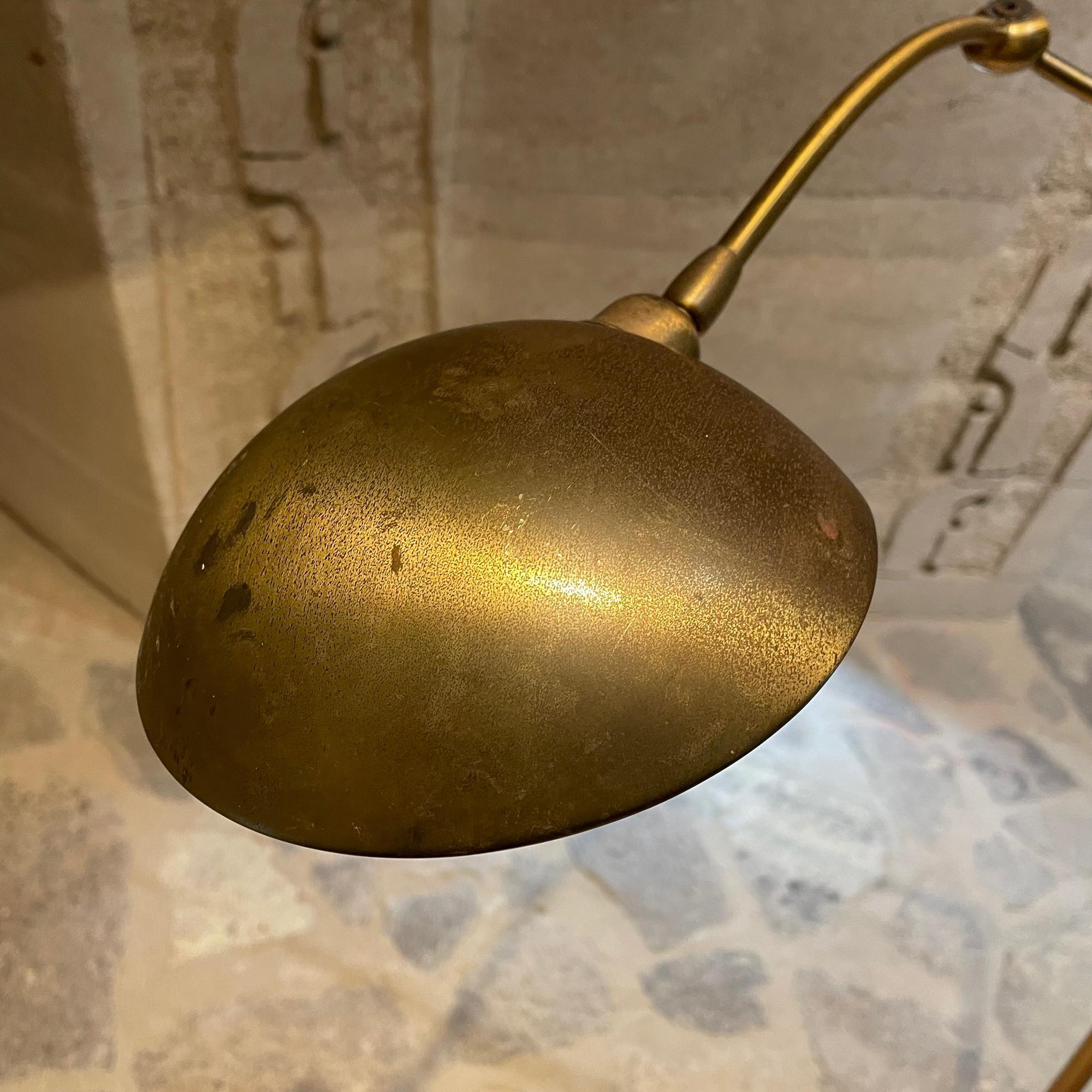 Modern Sculptural German Reading Pharmacy Floor Lamp Patinated Brass by Holtkotter 1980