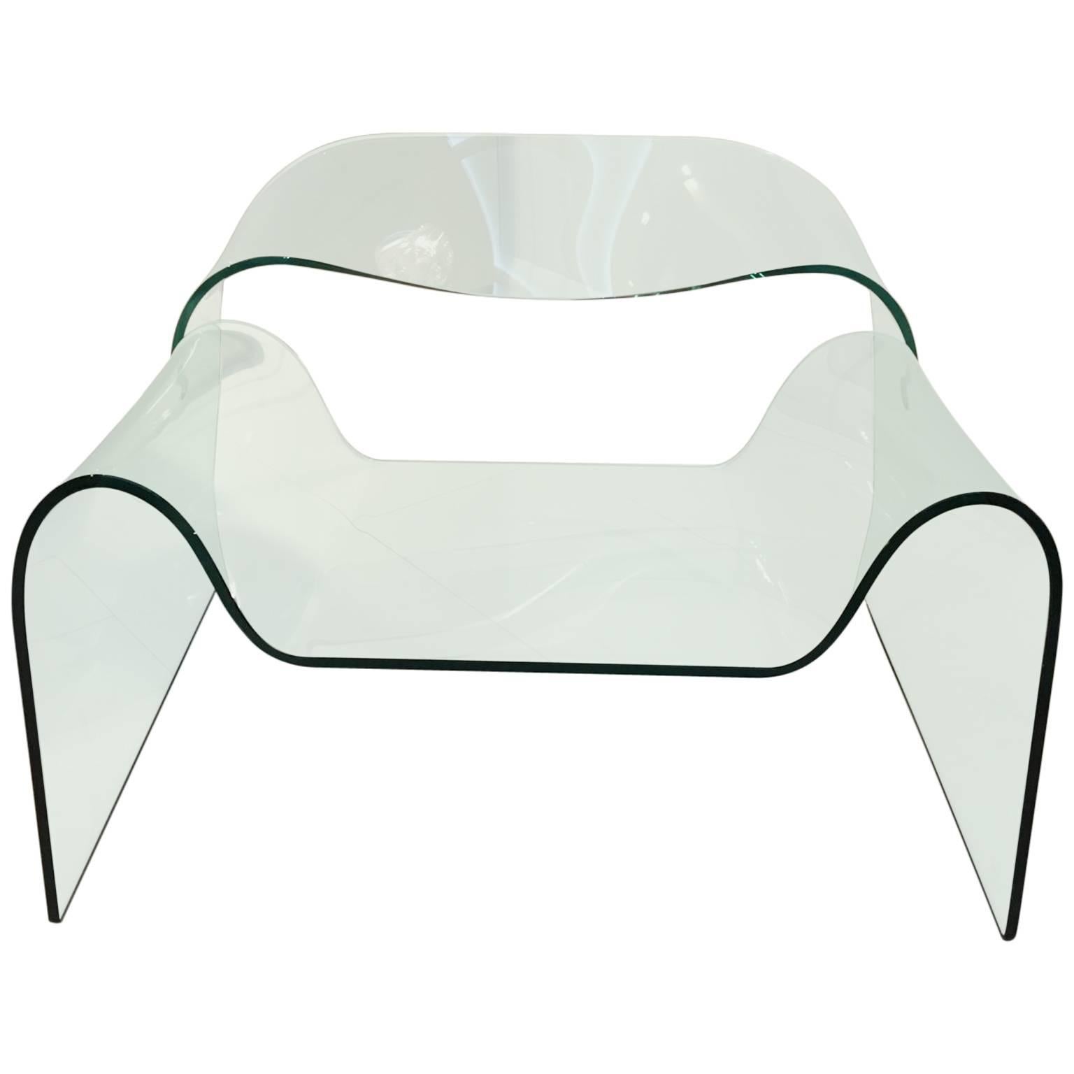 Sculptural Ghost Glass Armchair Chair Designed by Cini Boeri for Fiam Italia
