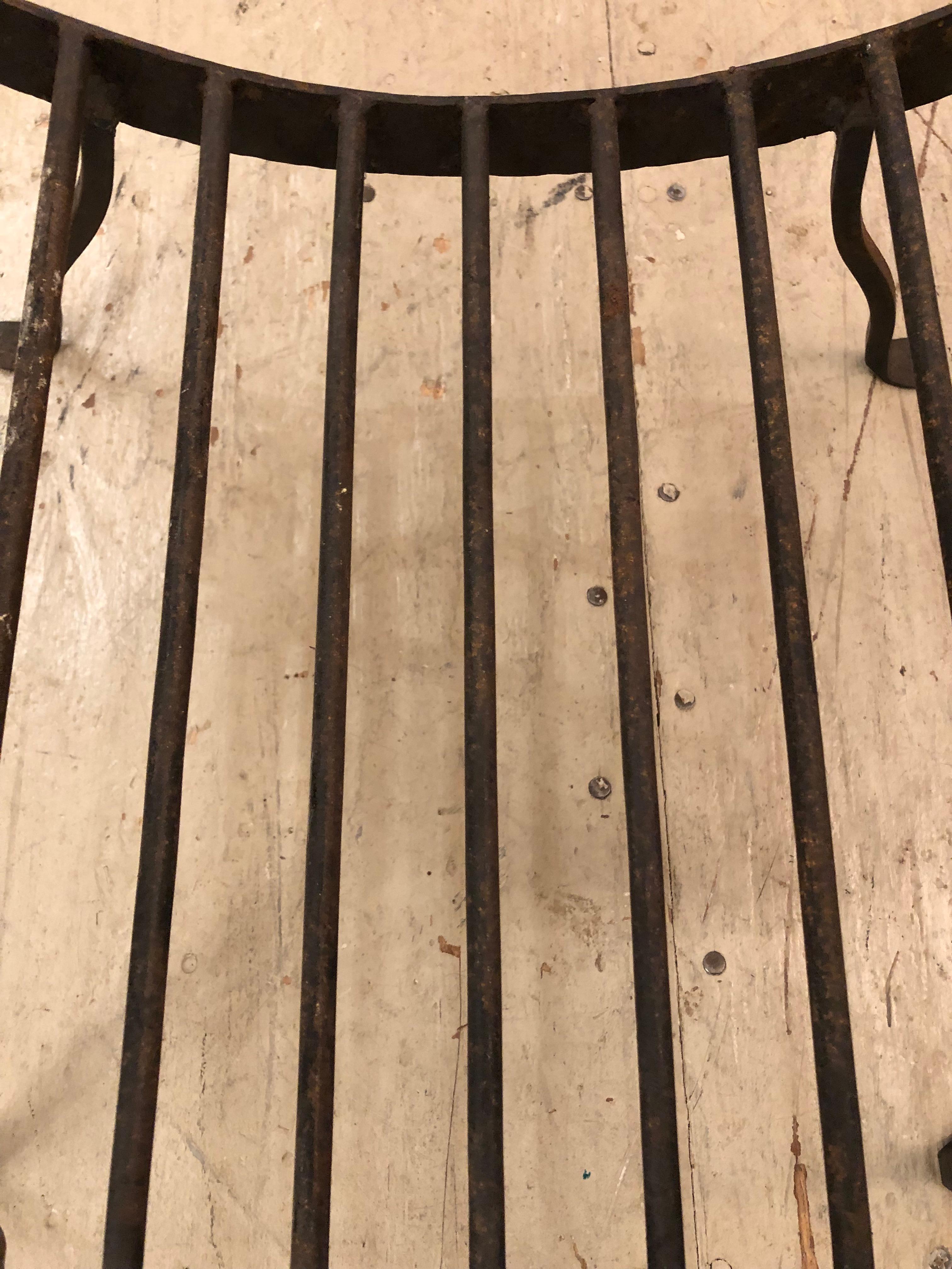 Mid-20th Century Sculptural Giacometti Style Hand Forged Iron Fireplace Log Holder