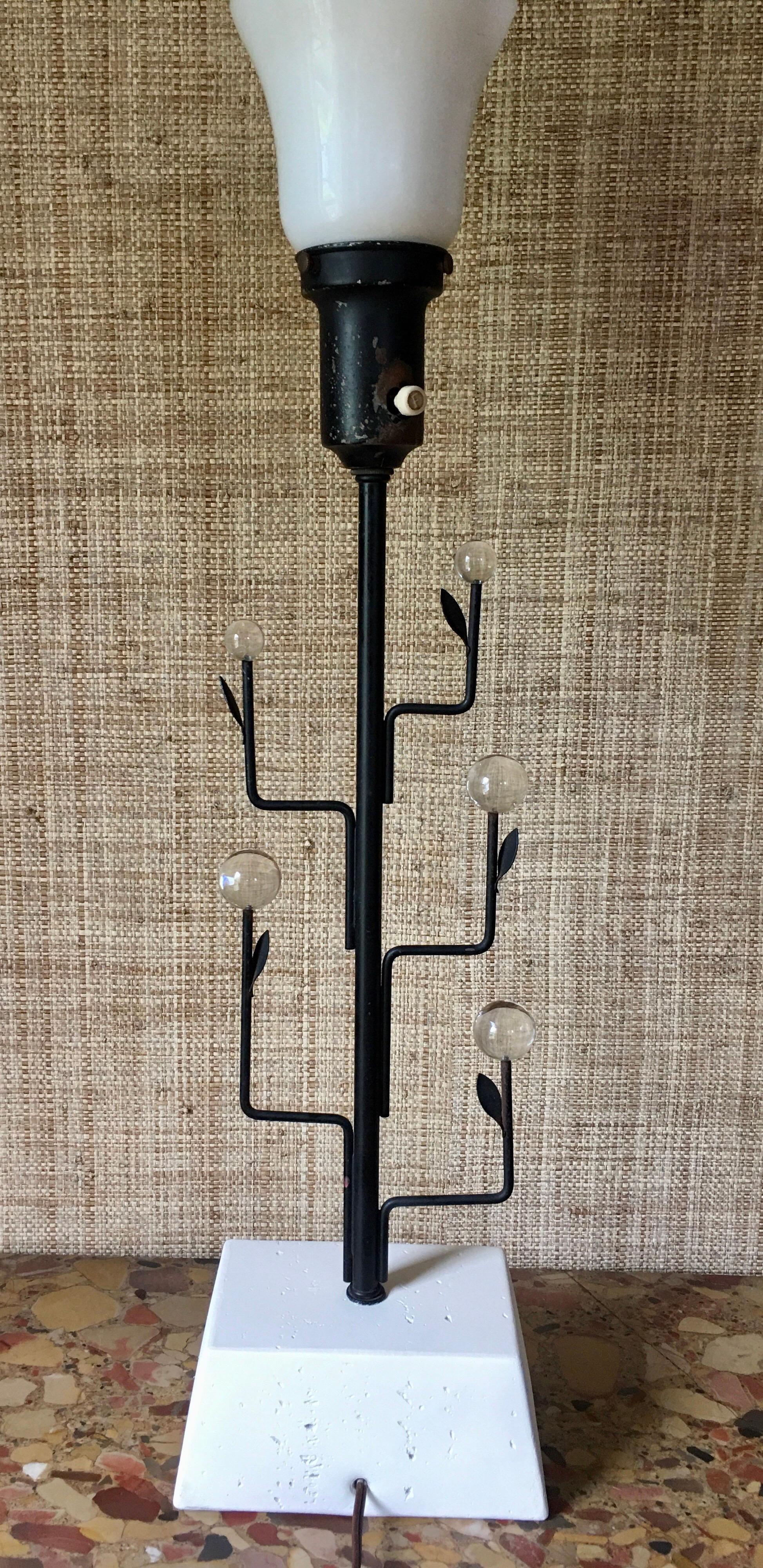 19th Century Sculptural Italian Modern Metal and Glass Tree Table Lamp For Sale