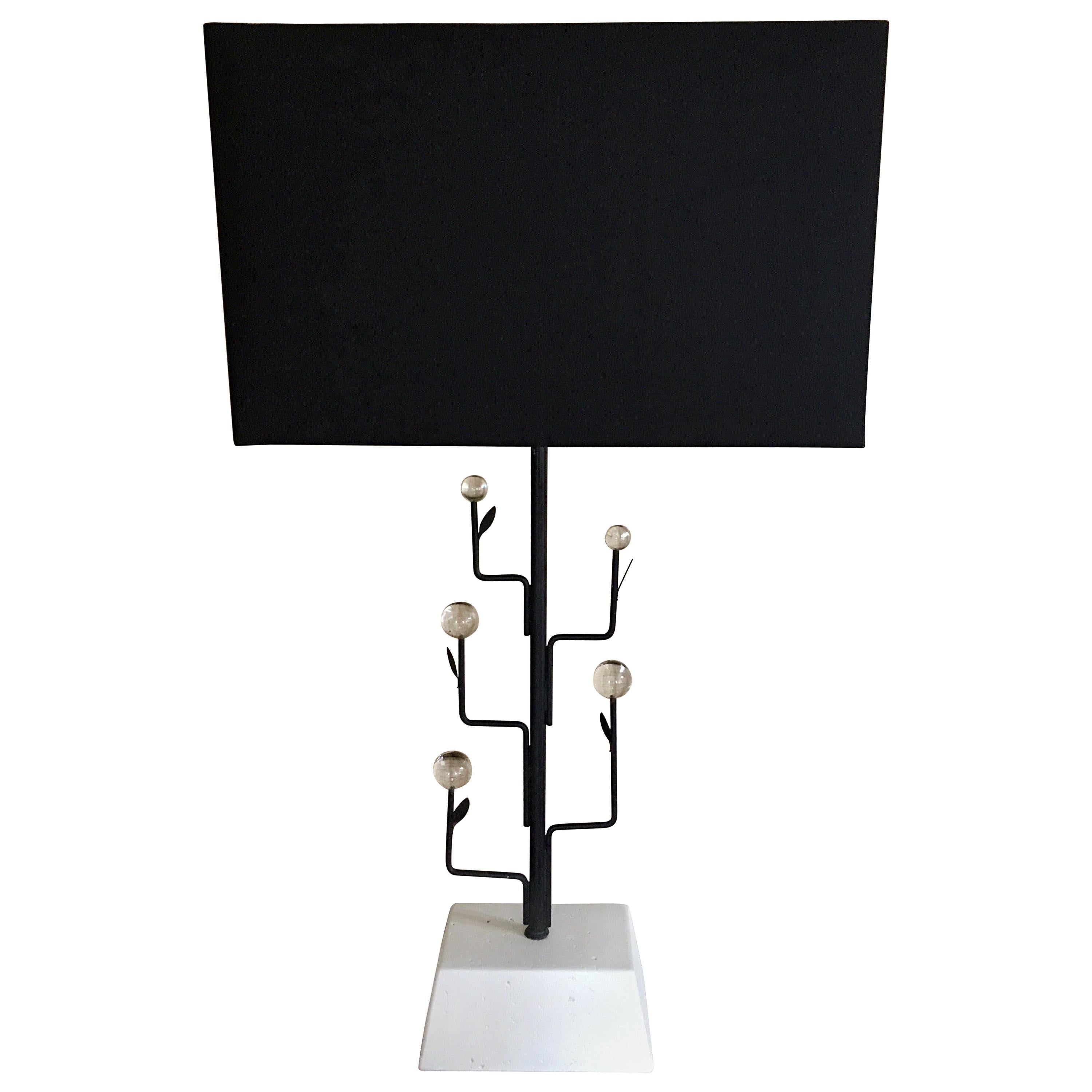 Sculptural Italian Modern Metal and Glass Tree Table Lamp For Sale