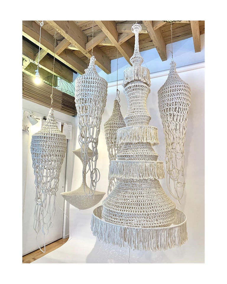 Sculptural Giant HandCrochet Textile Chandelier Luzule Raw Collection