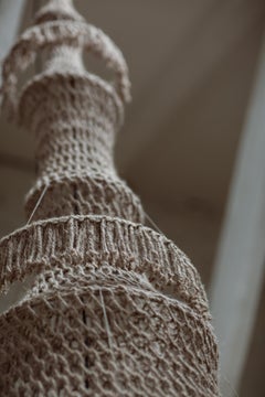 Sculptural Giant Hand-Crochet Textile Chandelier Luzule Raw Collection