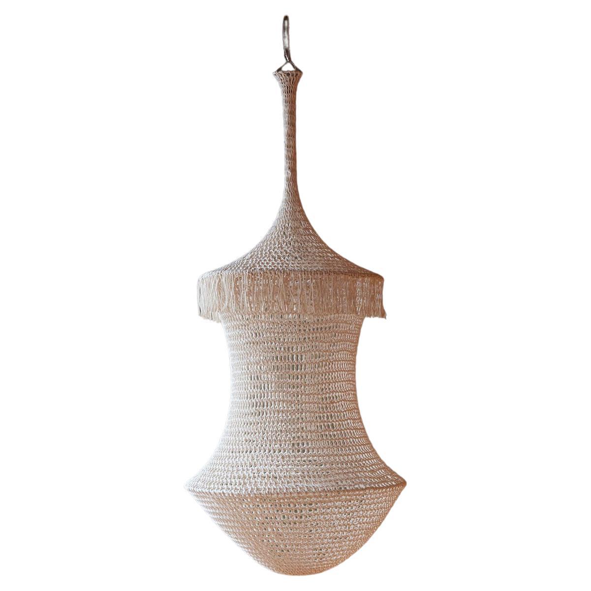 Sculptural Giant Hand-Crochet Textile Chandelier MELICA Raw Collection For Sale