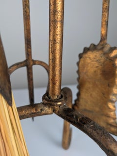 Sculptural Gilded Wrought Iron Fireplace Tool Set, 1960s