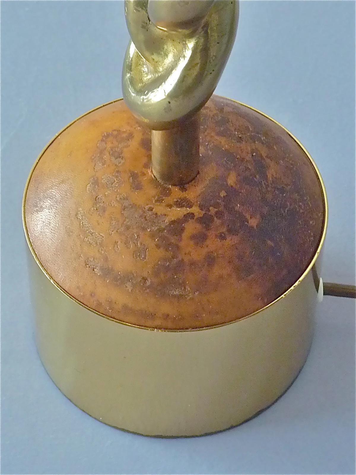Sculptural Gilt Bronze Leather Knotted Table Lamp French 1970s Jansen Pergay Era For Sale 4