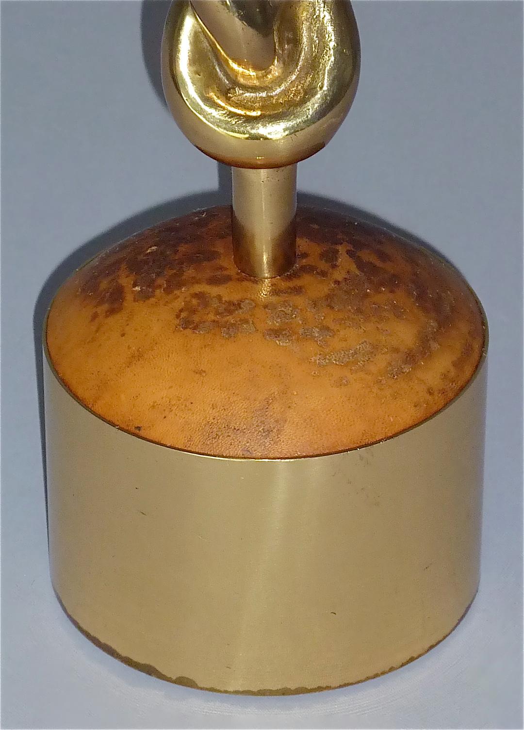 Sculptural Gilt Bronze Leather Knotted Table Lamp French 1970s Jansen Pergay Era For Sale 3