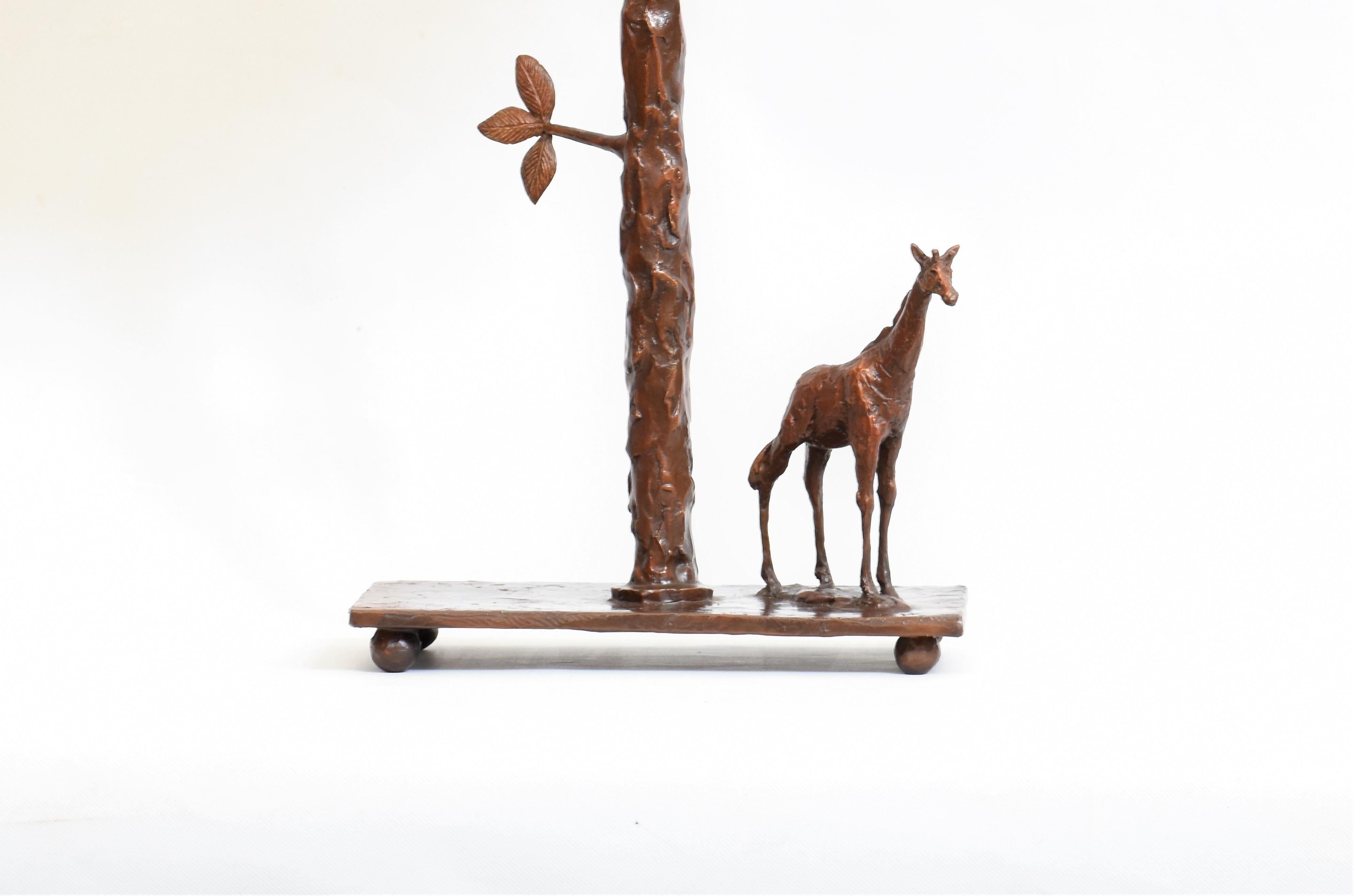 Expressionniste Lampe de table girafe sculpturale en bronze moulé  en vente