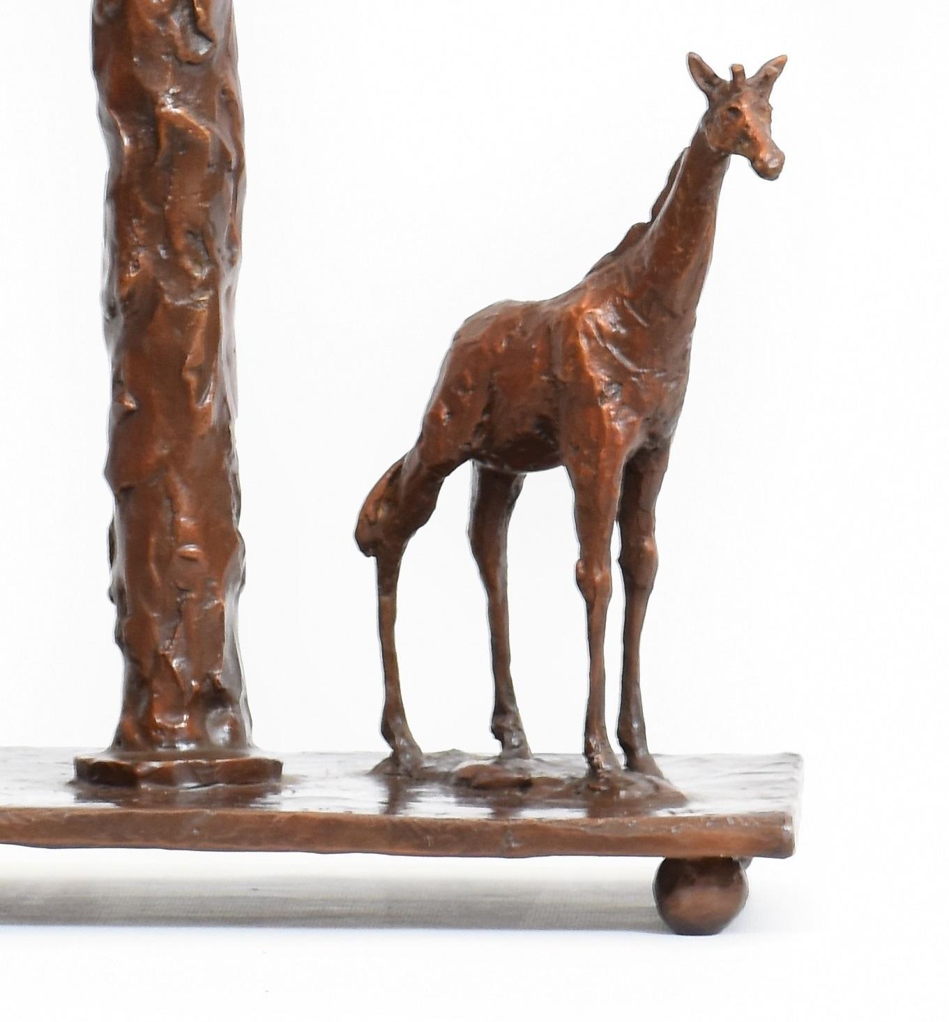 South African Sculptural Giraffe Table Lamps in cast bronze - handmade For Sale