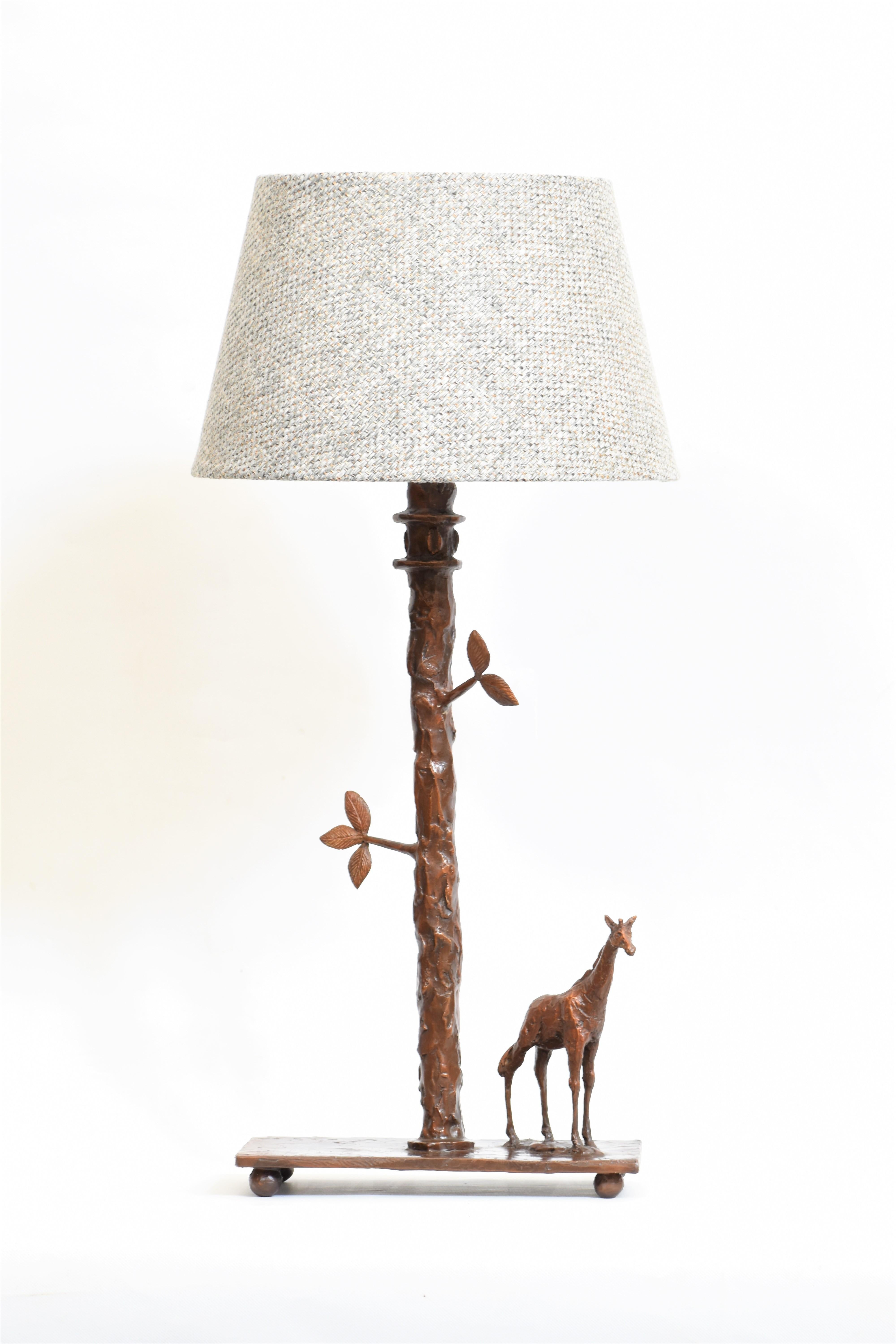 Cast Sculptural Giraffe Table Lamps in cast bronze - handmade For Sale