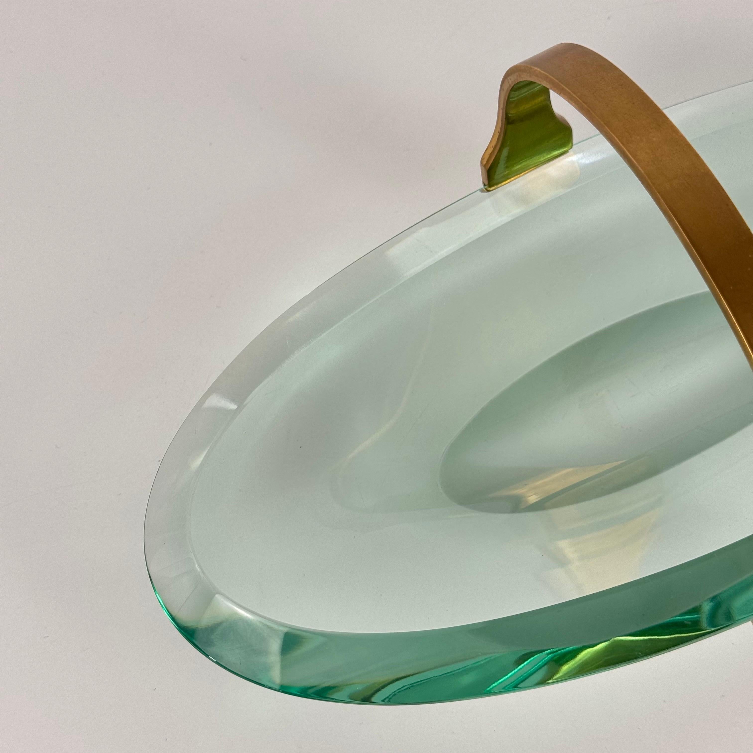 Sculptural Glass and Brass Valet Tray Attributed to Max Ingrand for Fontana Arte For Sale 3