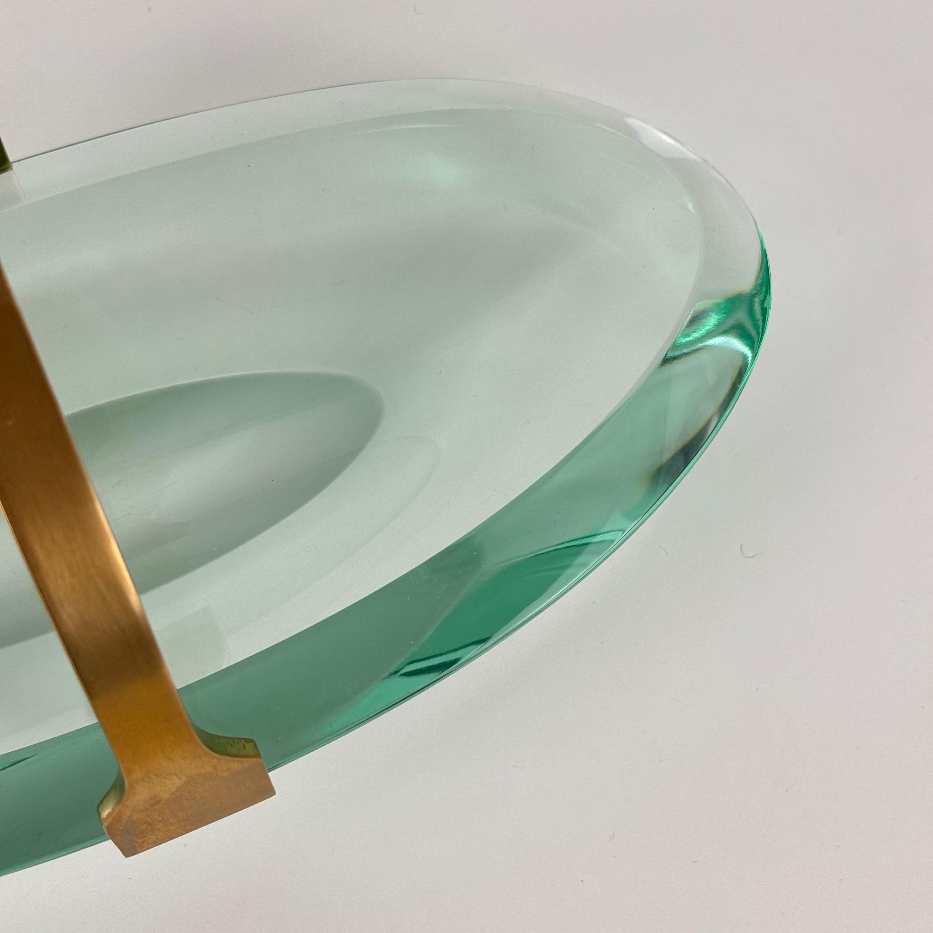 Sculptural Glass and Brass Valet Tray Attributed to Max Ingrand for Fontana Arte For Sale 4