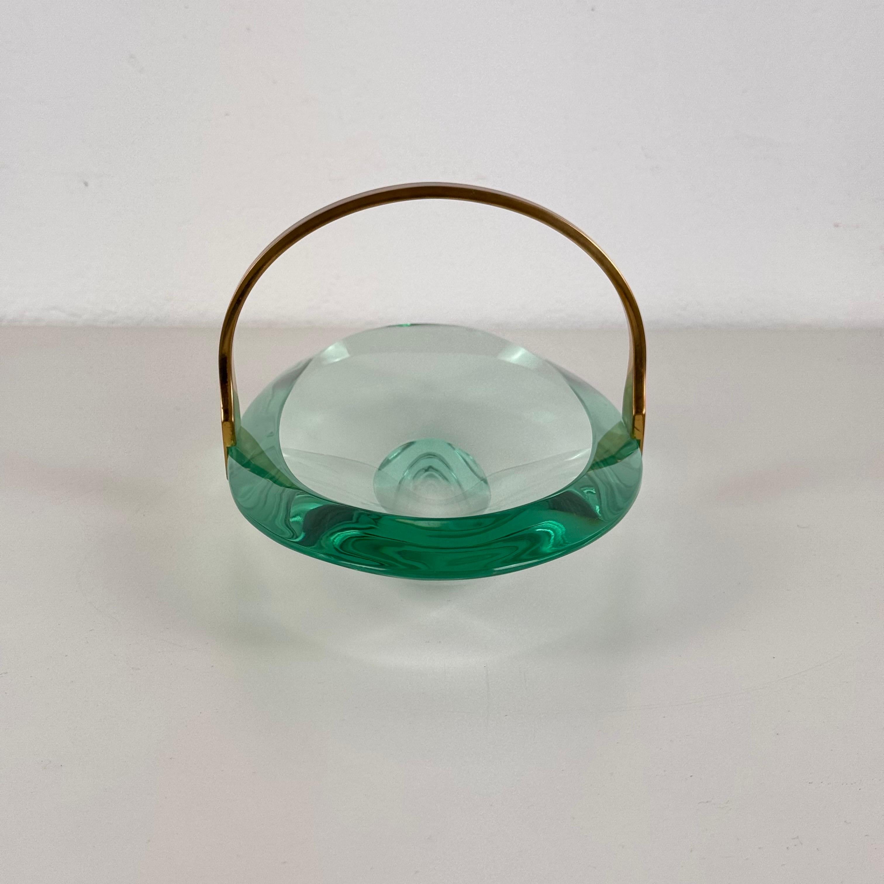 Italian Sculptural Glass and Brass Valet Tray Attributed to Max Ingrand for Fontana Arte For Sale