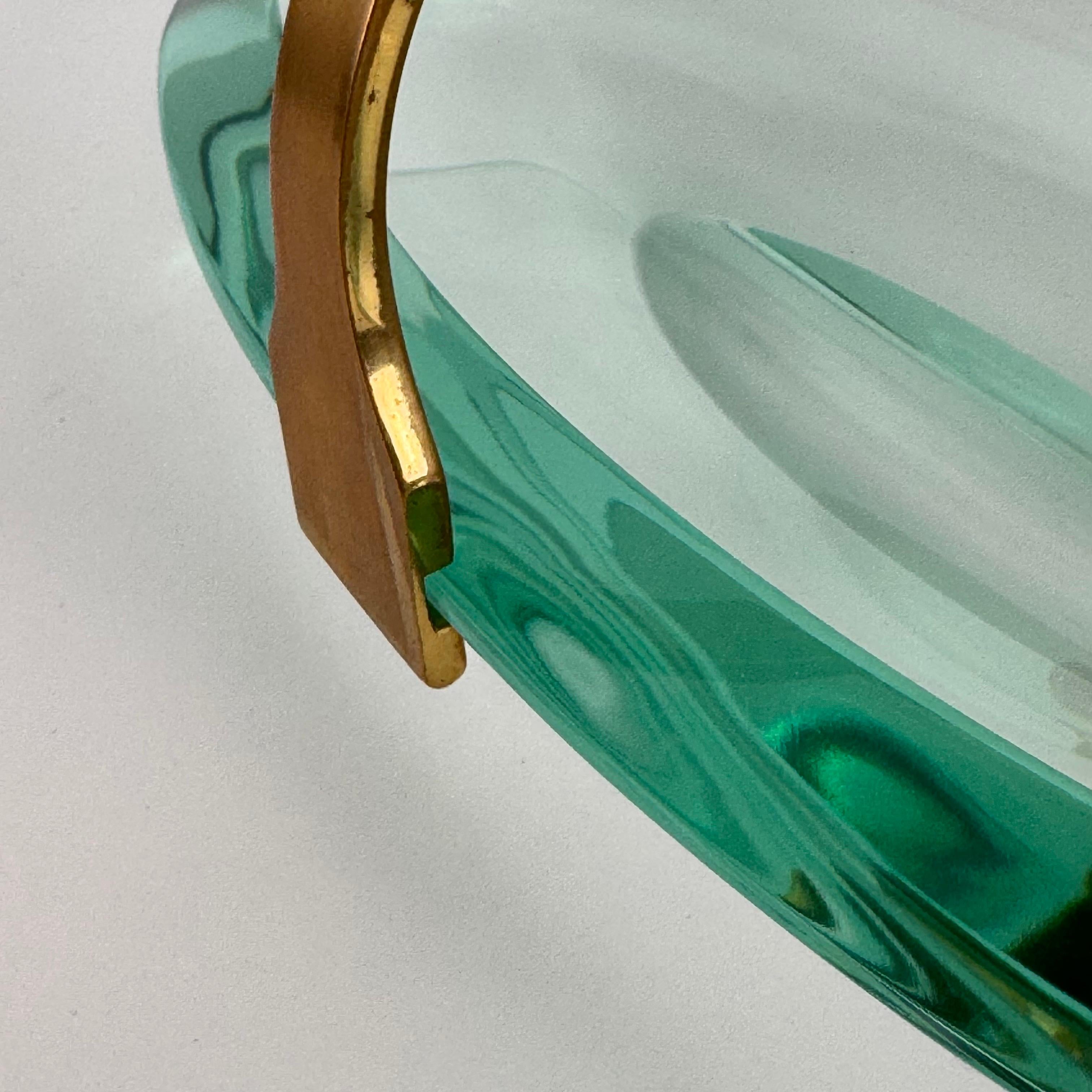 Mid-20th Century Sculptural Glass and Brass Valet Tray Attributed to Max Ingrand for Fontana Arte For Sale