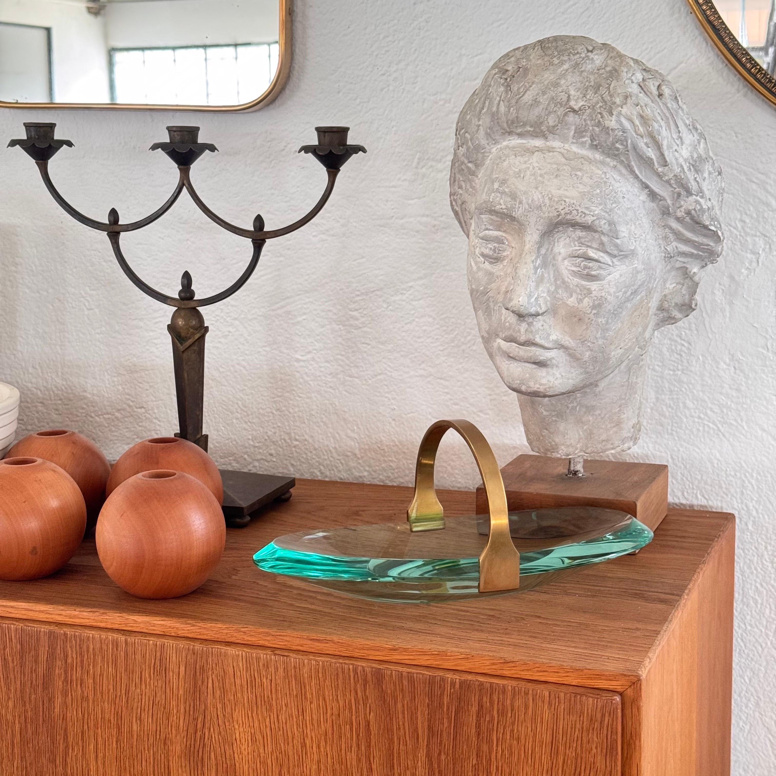 Sculptural Glass and Brass Valet Tray Attributed to Max Ingrand for Fontana Arte For Sale 2