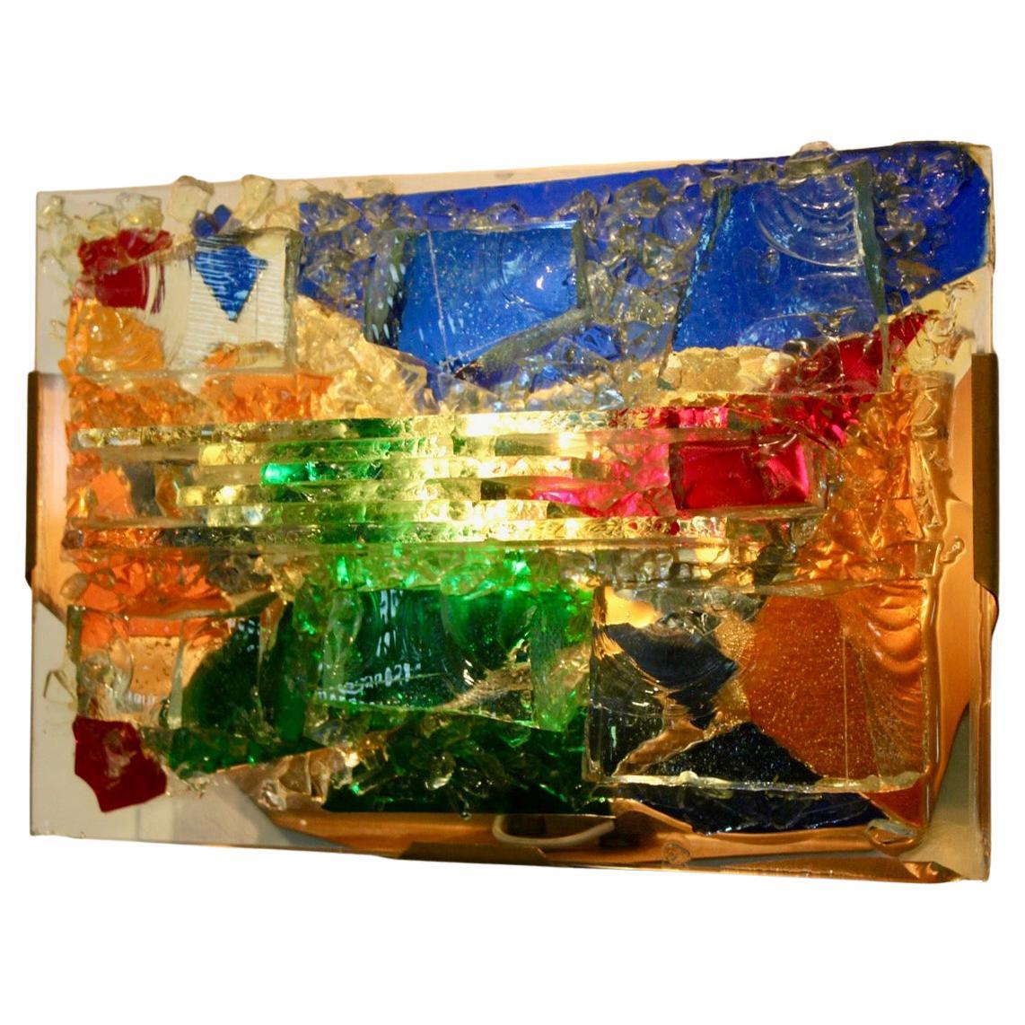 Sculptural Glass and Brass Wall Lamp, Cosack Leuchten, 2 pieces available en vente