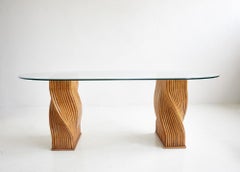 Sculptural glass bamboo desk or dining table by Mc Guire, United States 1970