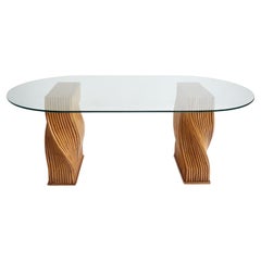 Sculptural glass bamboo desk or dining table by Mc Guire, United States 1970