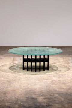 Sculptural glass coffee table by Heinz Lilienthal 1970, Germany