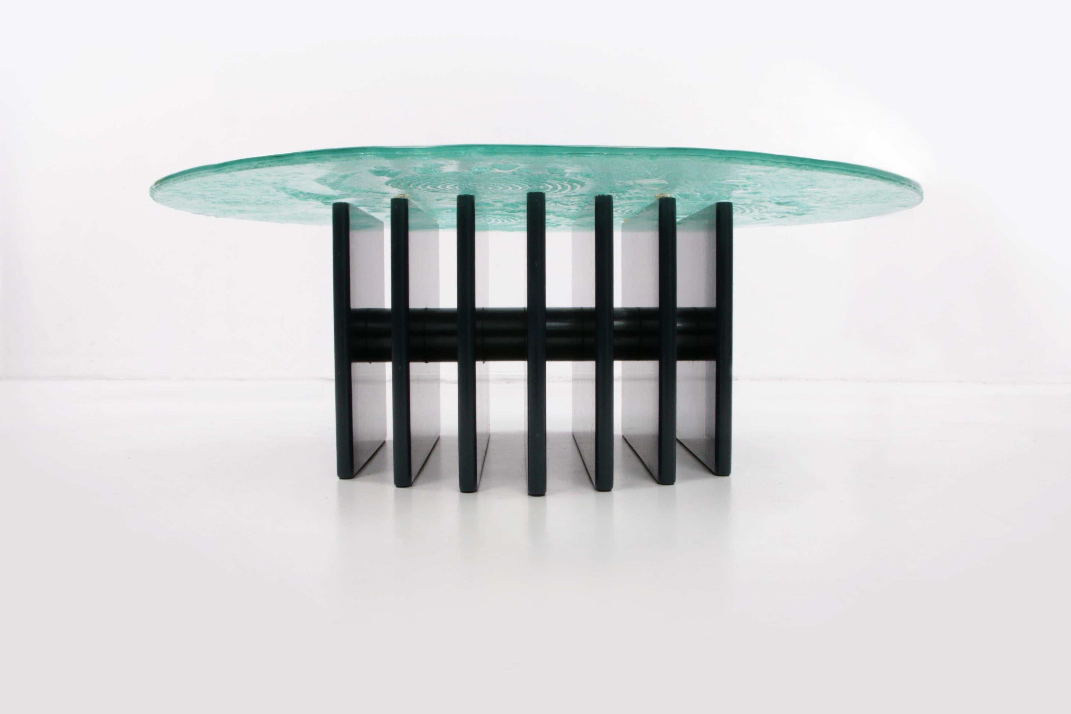 Sculptural glass coffee table by Heinz Lilienthal 1970, Germany In Good Condition In Oostrum-Venray, NL