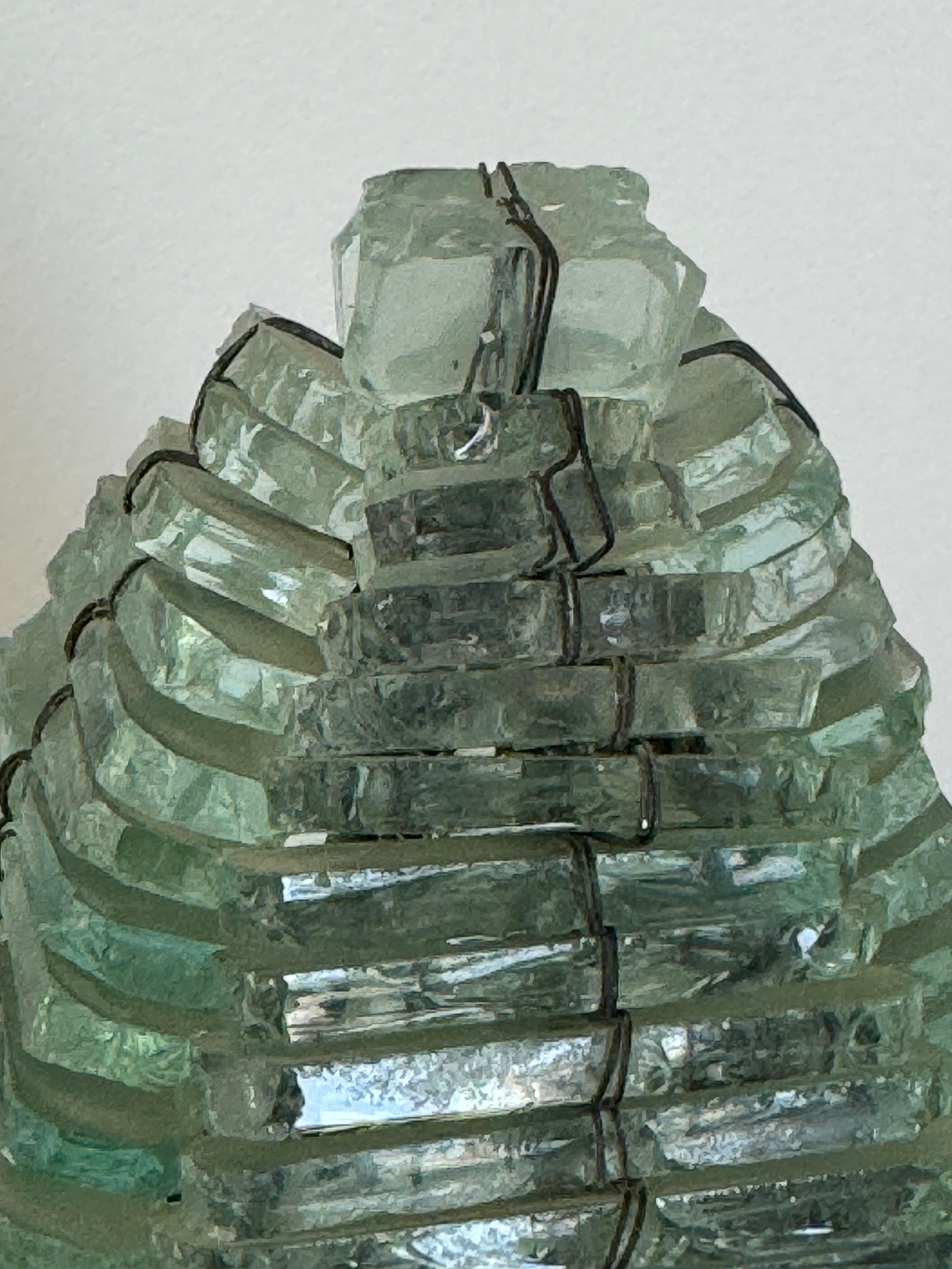 Mid-20th Century Sculptural Glass Pyramid Table Lamp, French Design 1960s For Sale