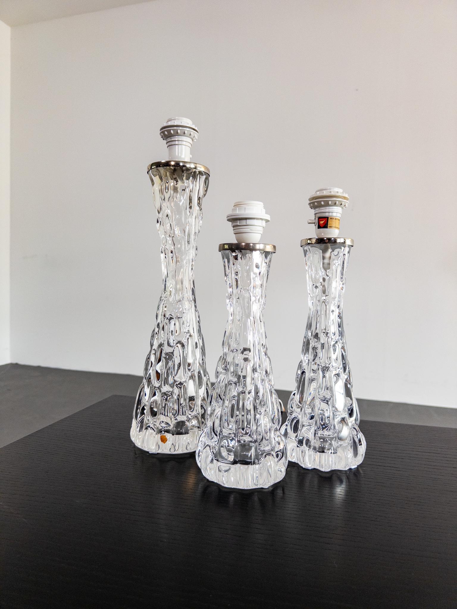 Lampes de table sculpturales en verre de Carl Fagerlund pour Orrefors, Suède, années 1960 en vente 6