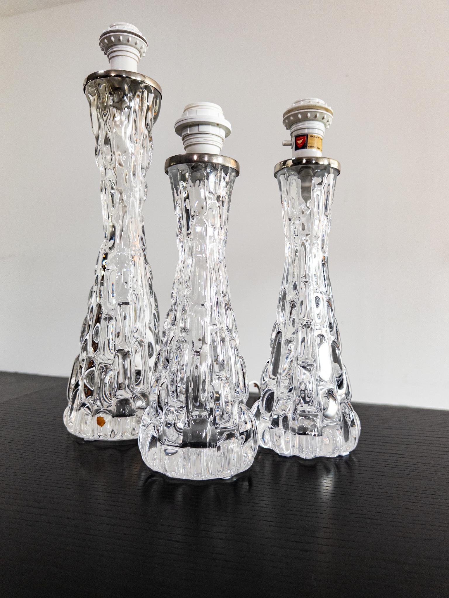 Lampes de table sculpturales en verre de Carl Fagerlund pour Orrefors, Suède, années 1960 en vente 7