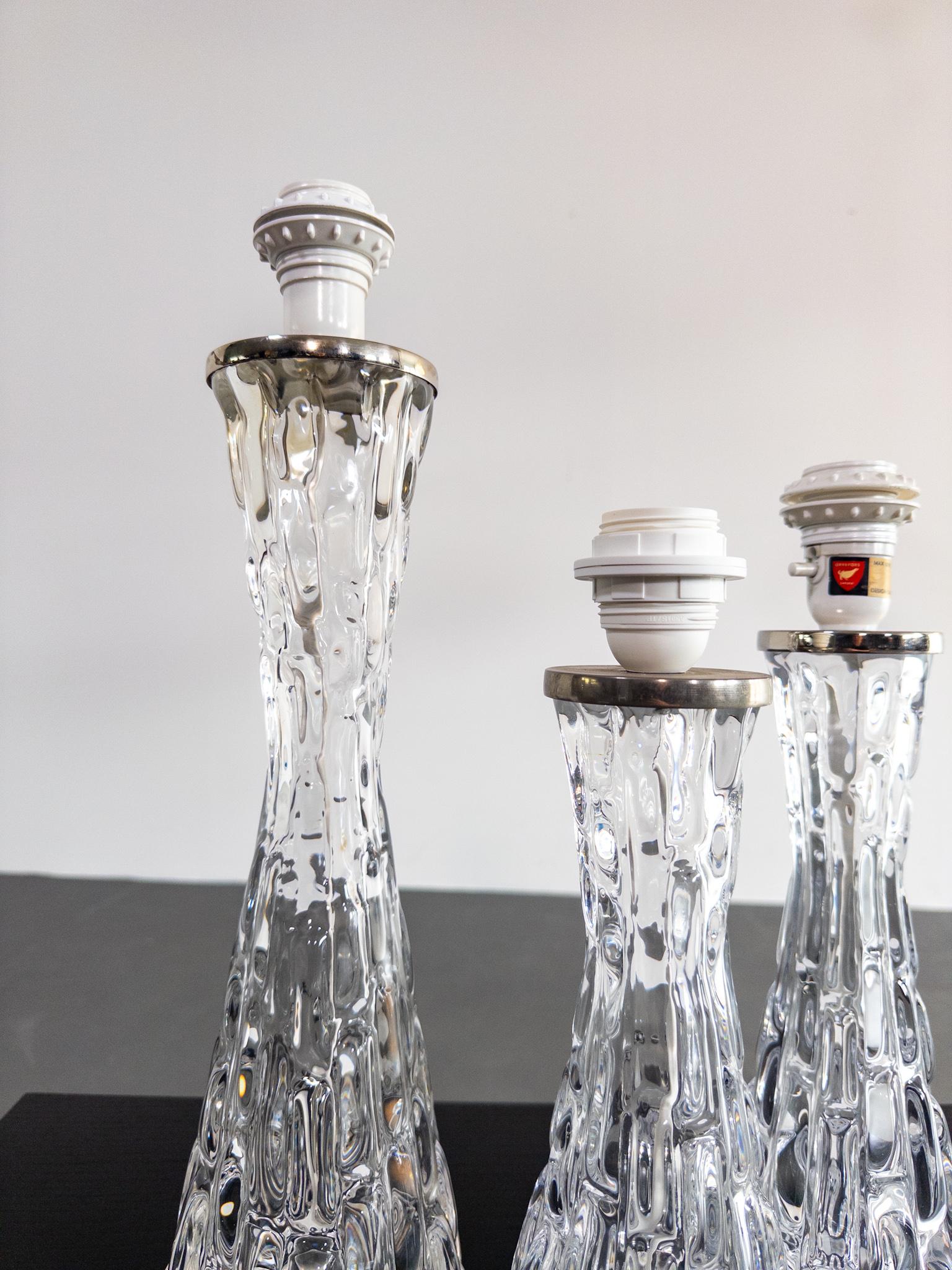 Suédois Lampes de table sculpturales en verre de Carl Fagerlund pour Orrefors, Suède, années 1960 en vente