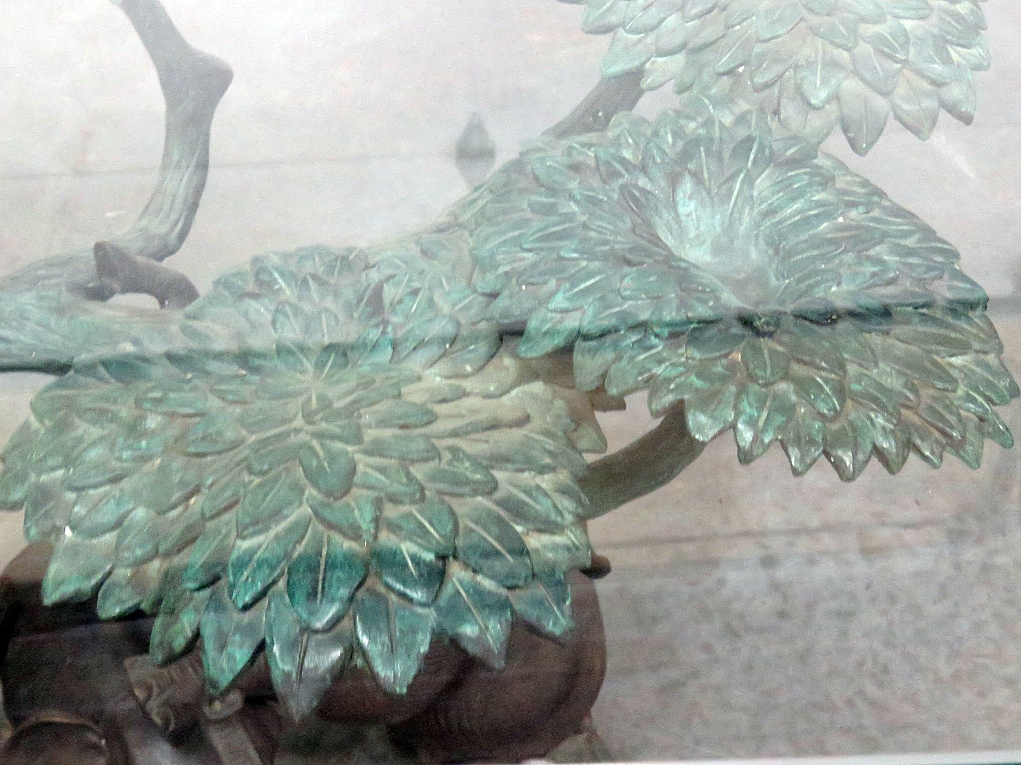 20th Century Bronze Jungle Tree and Elephants Sculptural Glass Top Center Table