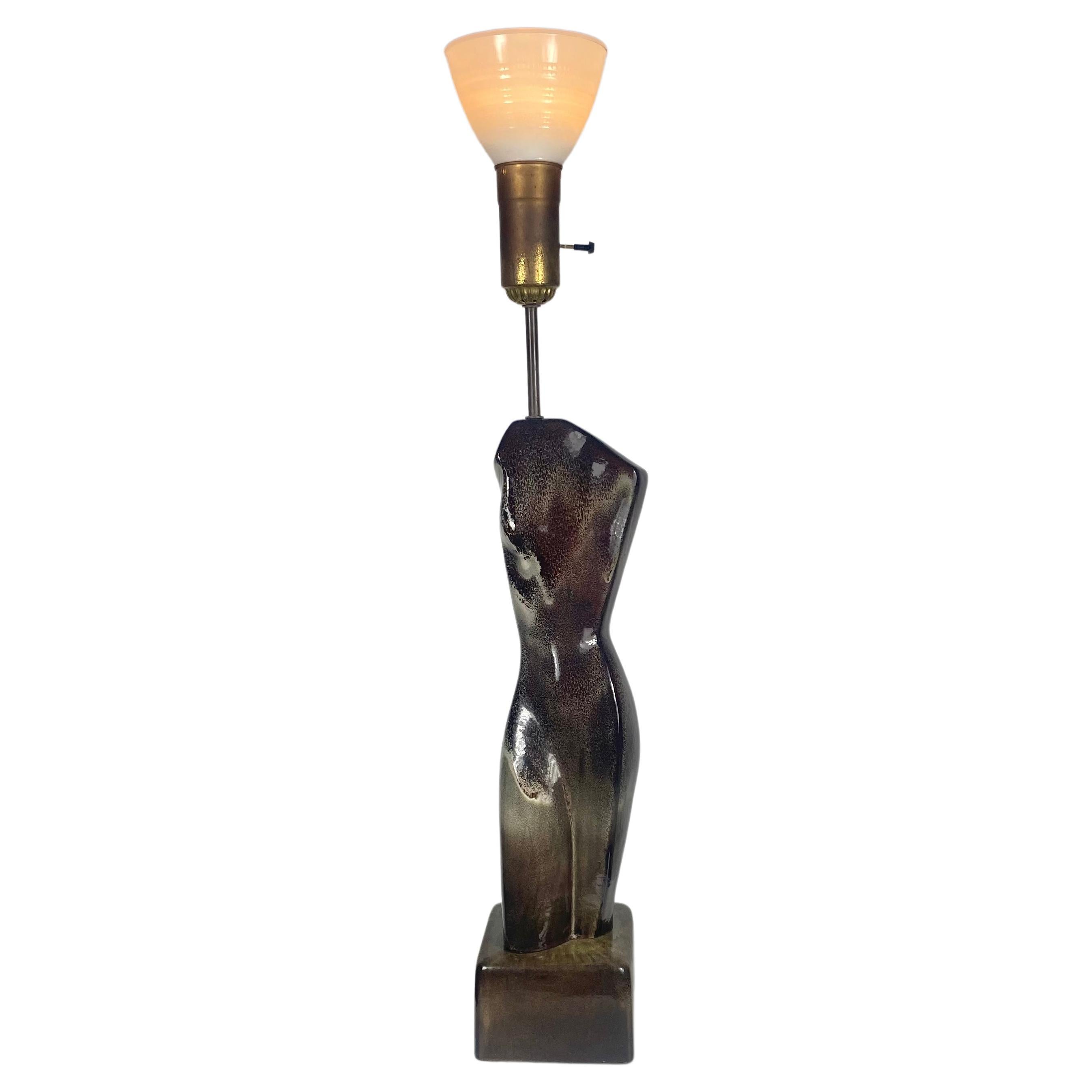 Skulpturale glasierte Keramiklampe von Arpad Rosti