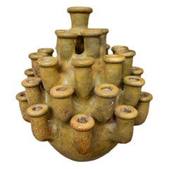 Sculptural Glazed Ceramic Vase with Multiple Openings