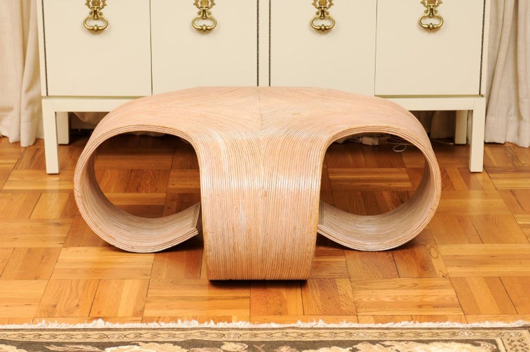 Sculptural Glazed Scroll Coffee Table in Bamboo, Philippines, circa 1975 For Sale at 1stDibs