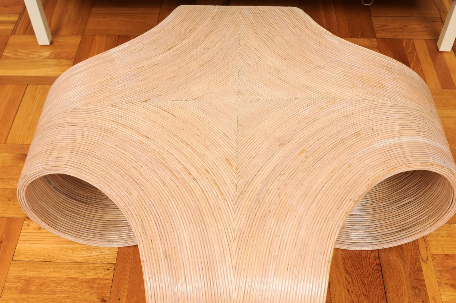 Sculptural Glazed Scroll Coffee Table in Bamboo, Philippines, circa 1975 For Sale 4
