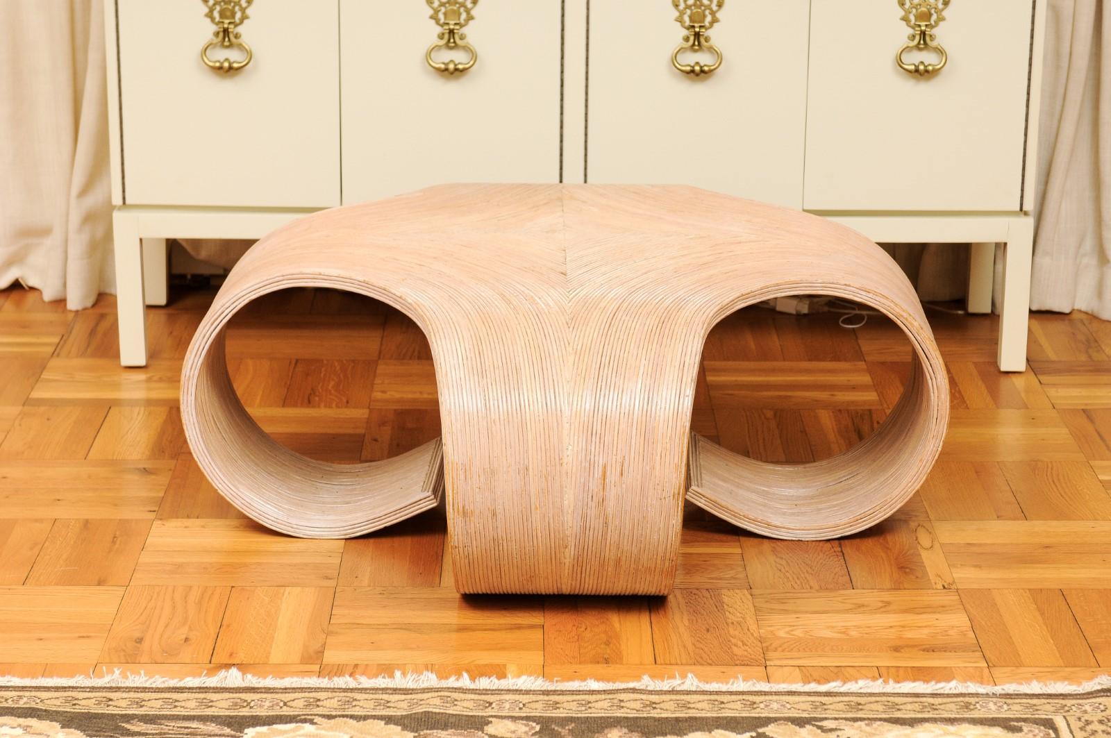 Sculptural Glazed Scroll Coffee Table in Bamboo, Philippines, circa 1975 For Sale 5