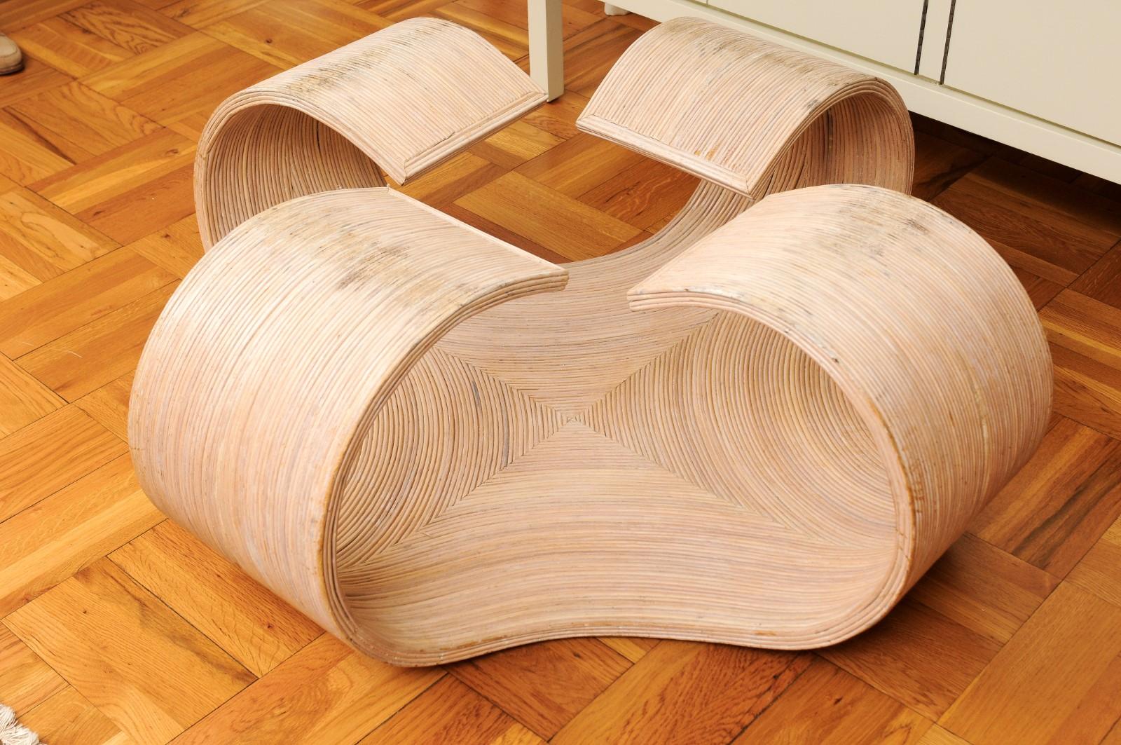 Sculptural Glazed Scroll Coffee Table in Bamboo, Philippines, circa 1975 For Sale 6