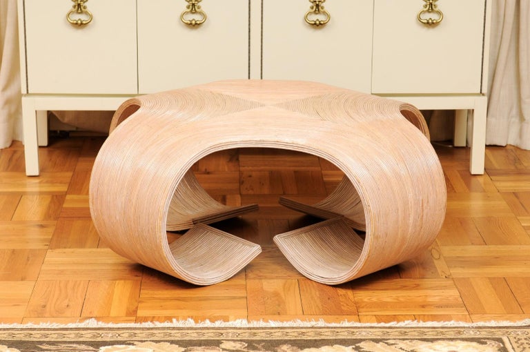 Sculptural Glazed Scroll Coffee Table in Bamboo, Philippines, circa