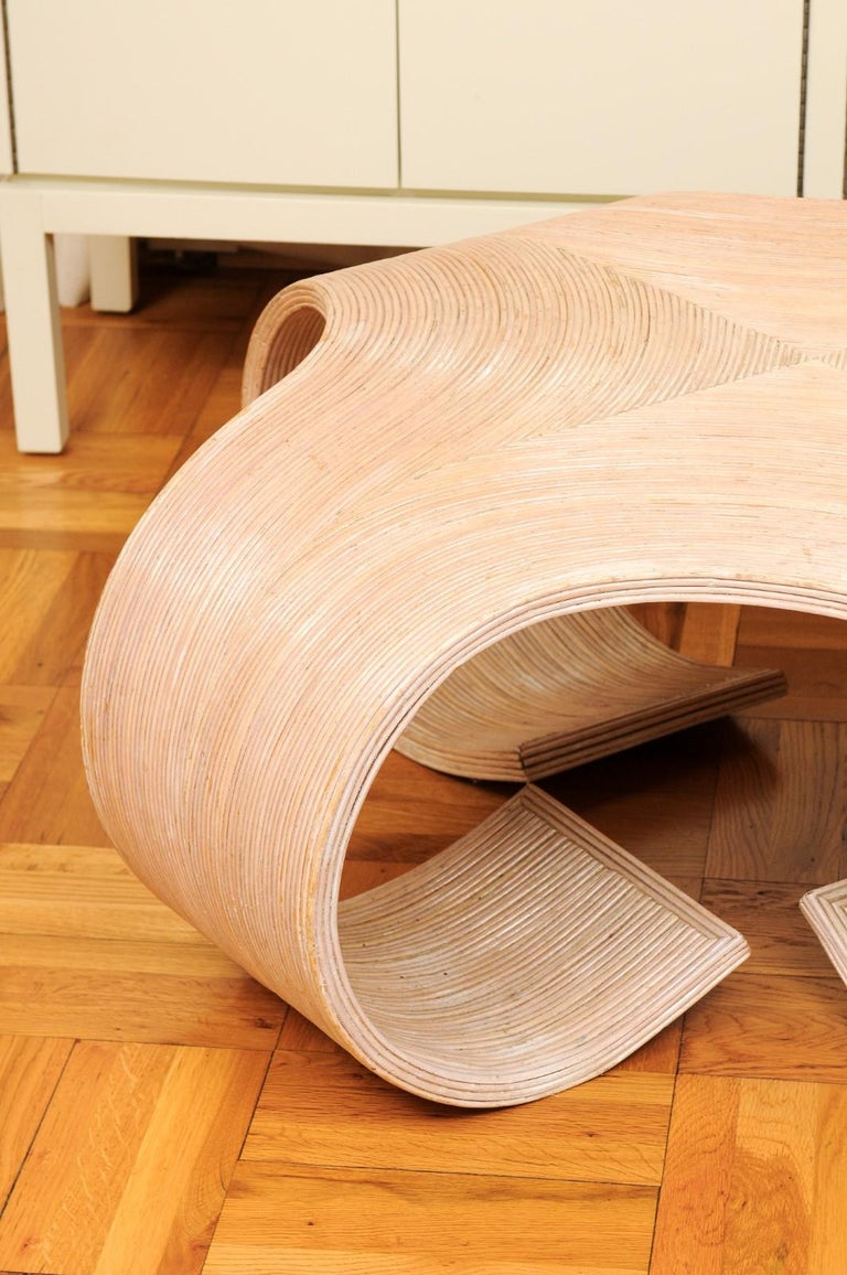Sculptural Glazed Scroll Coffee Table in Bamboo, Philippines, circa