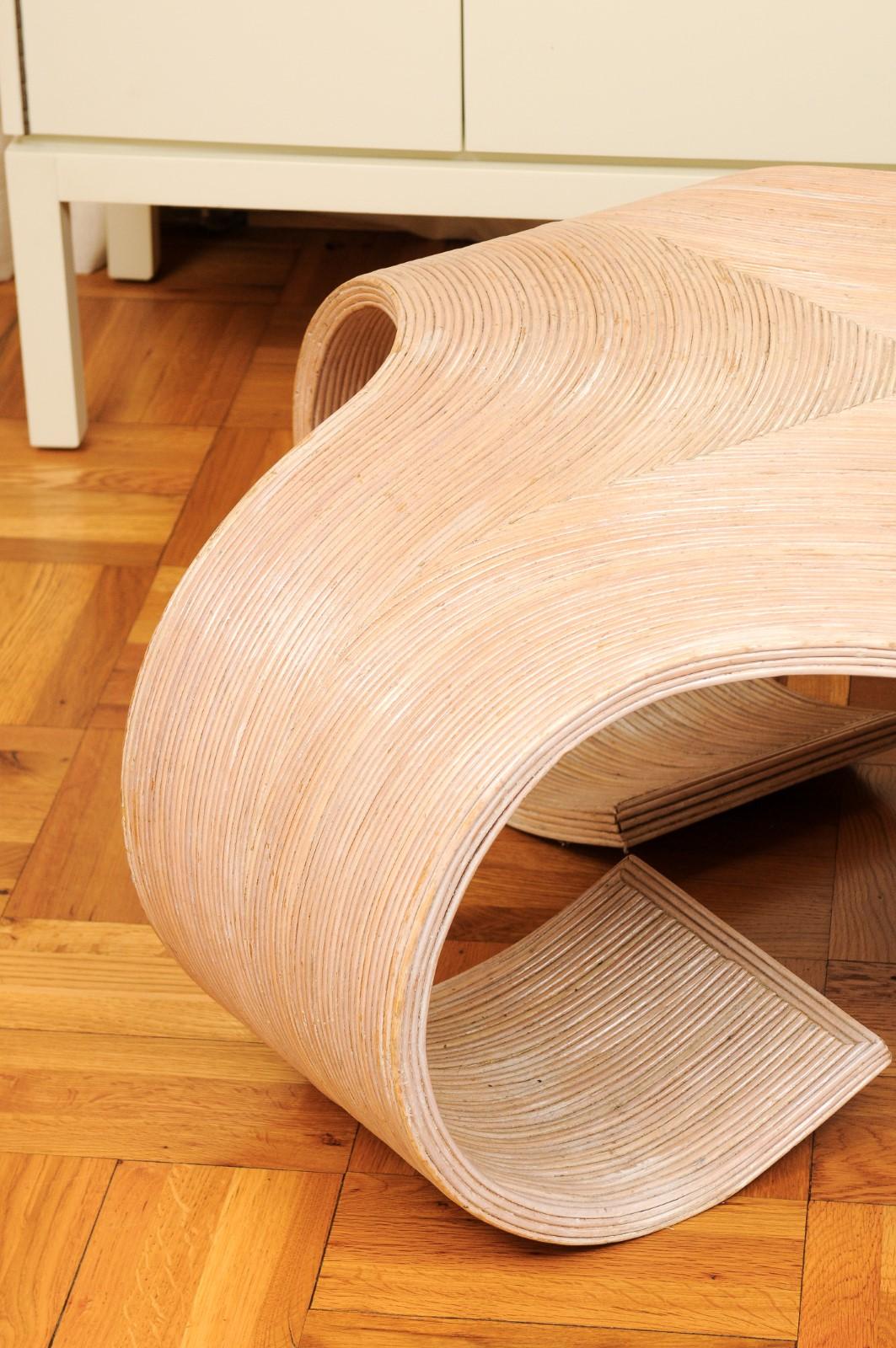 Sculptural Glazed Scroll Coffee Table in Bamboo, Philippines, circa 1975 In Excellent Condition For Sale In Atlanta, GA
