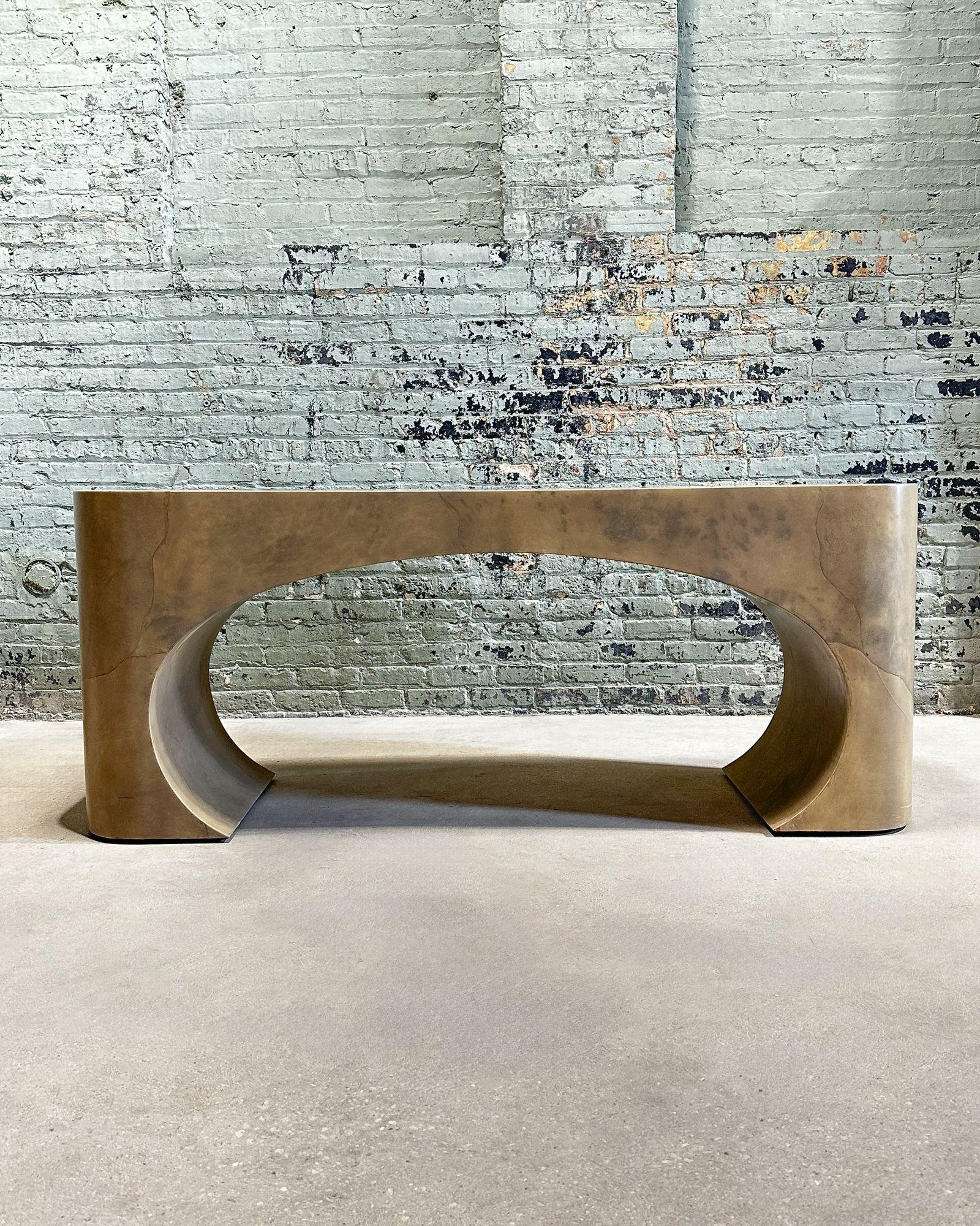 Mid-Century Modern Sculptural Goatskin Console Table Style Karl Springer, 1970 For Sale
