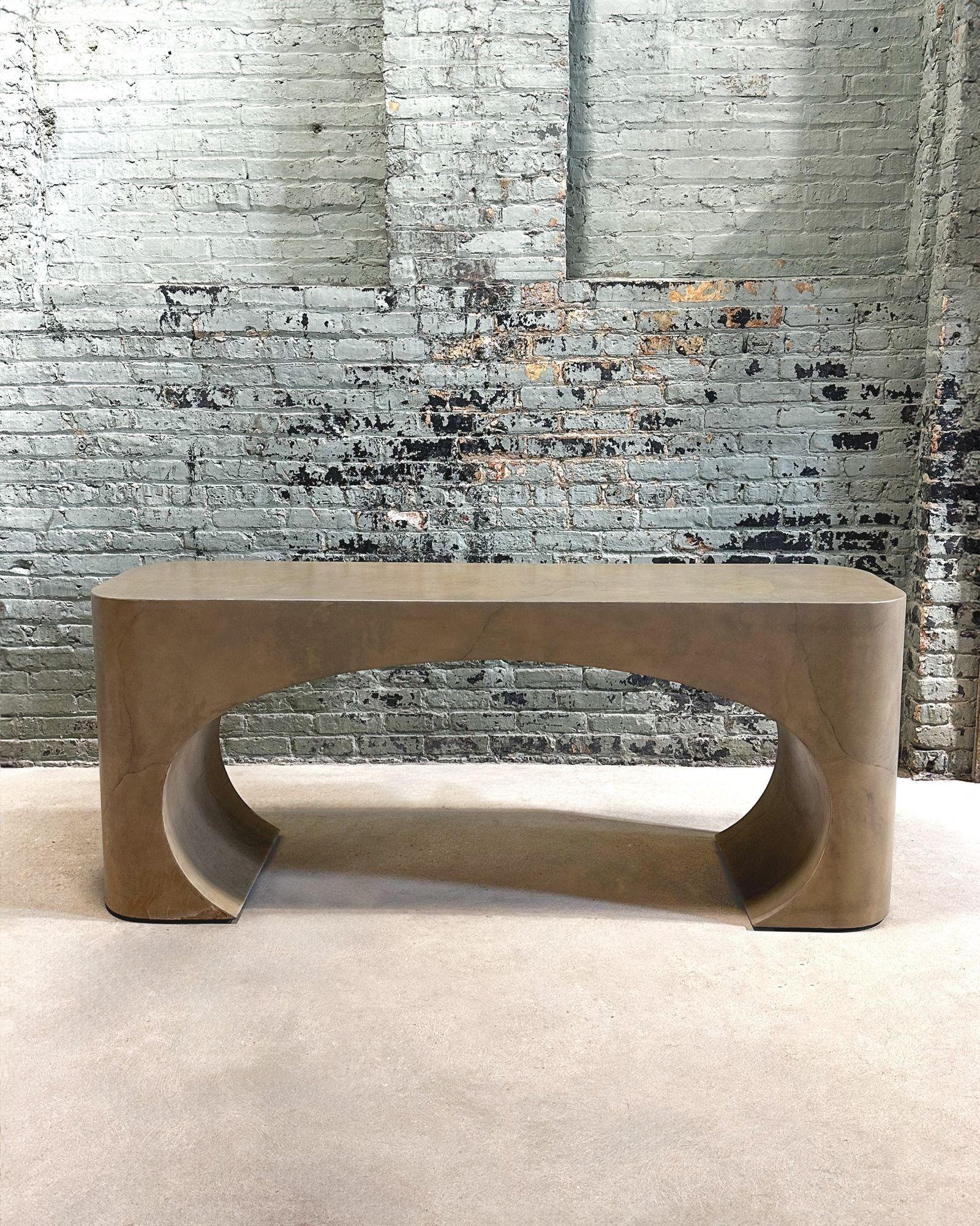 American Sculptural Goatskin Console Table Style Karl Springer, 1970 For Sale