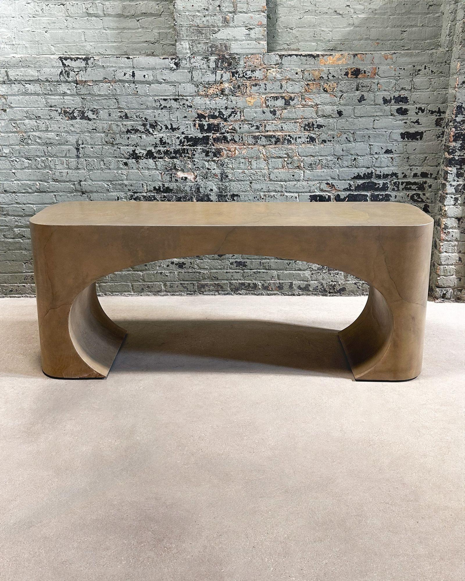 Sculptural Goatskin Console Table Style Karl Springer, 1970 In Good Condition For Sale In Chicago, IL