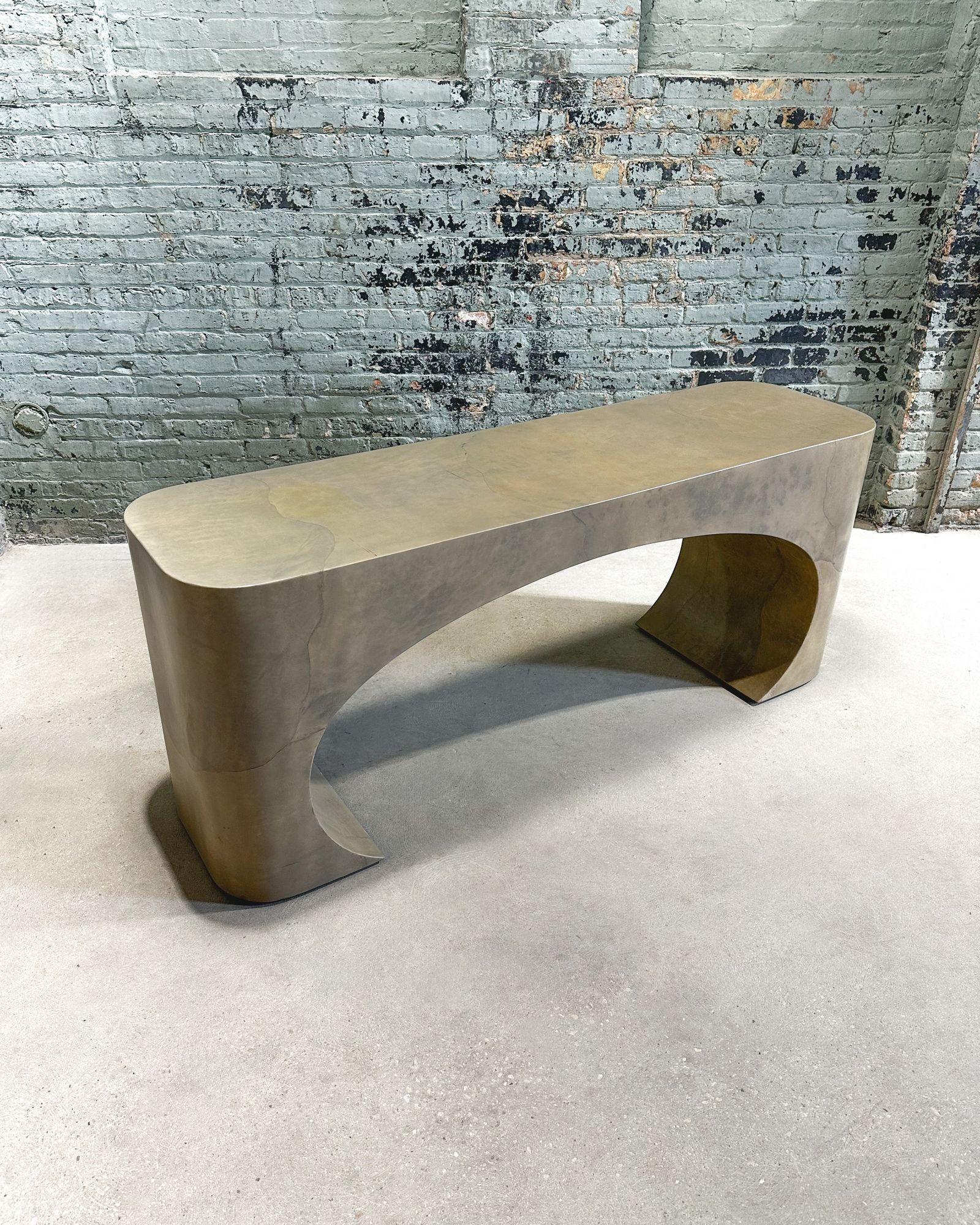 Late 20th Century Sculptural Goatskin Console Table Style Karl Springer, 1970 For Sale