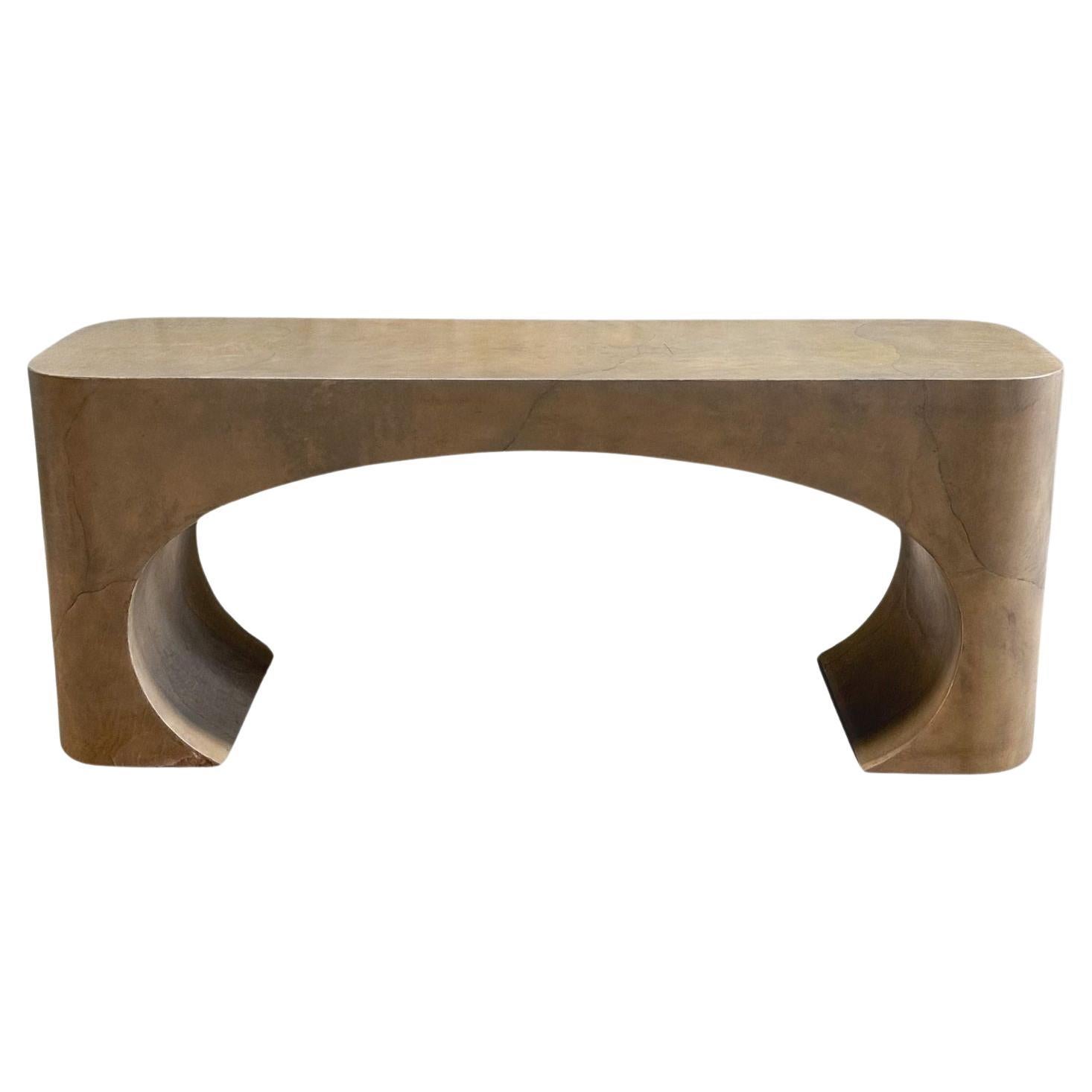 Sculptural Goatskin Console Table Style Karl Springer, 1970 For Sale