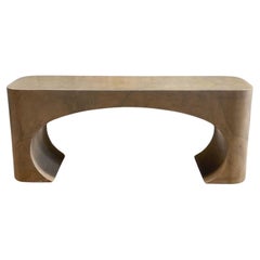 Vintage Sculptural Goatskin Console Table Style Karl Springer, 1970