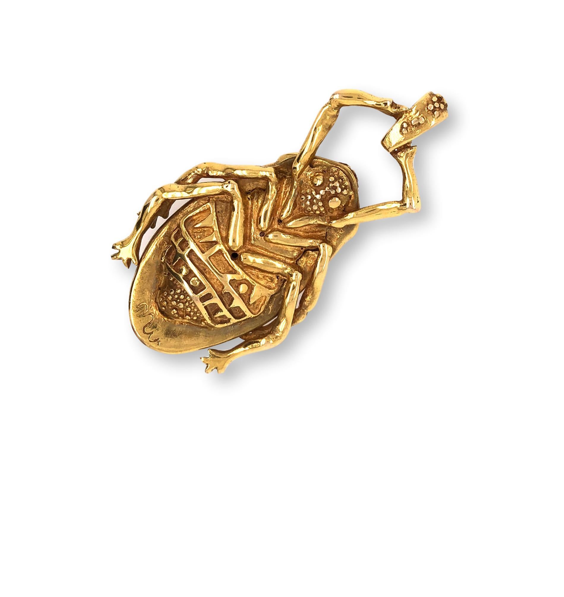 Sculptural Gold Beetle Pendant by Maureen Wicke, 1960s 1