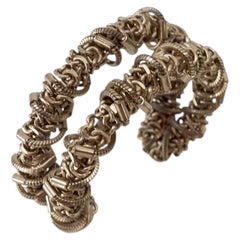 Sculptural Gold Cuff Chain Bracelet Vintage J Dauphin