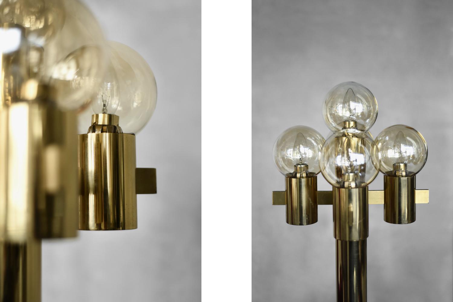 Suédois Lampadaire sculptural en or à 5 Lights par Hans-Agne Jakobsson, 1960s en vente